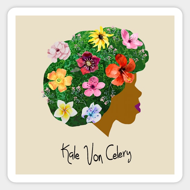 Kale Von Celery Floral - Black Letters Sticker by Kale Von Celery